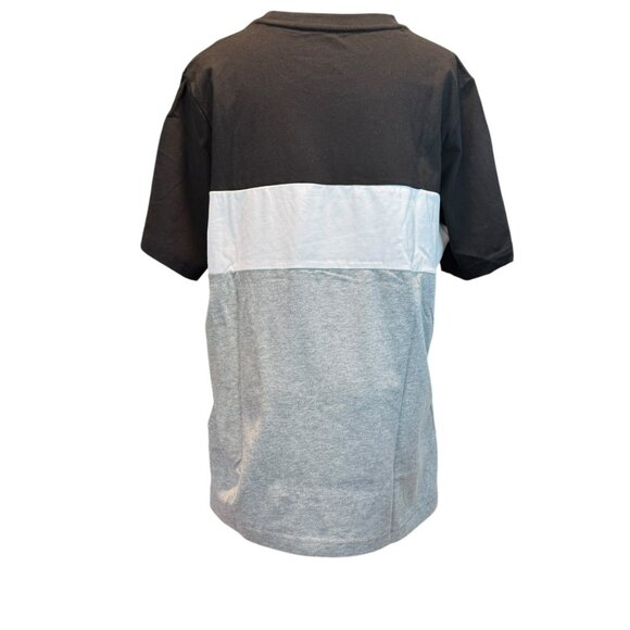 Puma Men’s Colorblock Logo Tee Shirt Black White Gray Size Youth L NWT - Picture 2 of 6